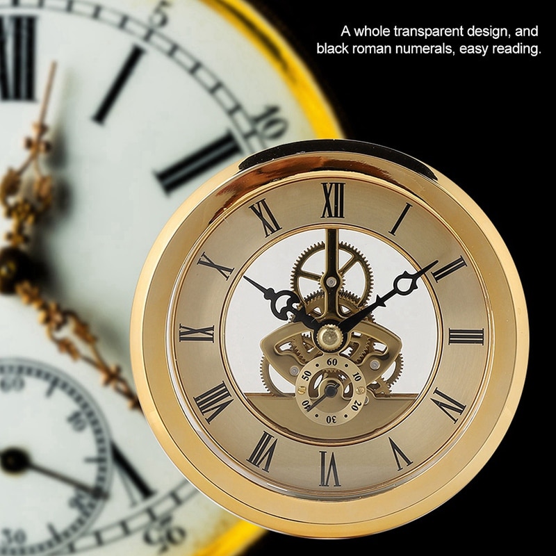 Toy Prop DIY Metal 103mm Built-In Clock Insert Transparent Clock DIY Desk Craft Clock Accessory Carnival Party Watch Repair Tool