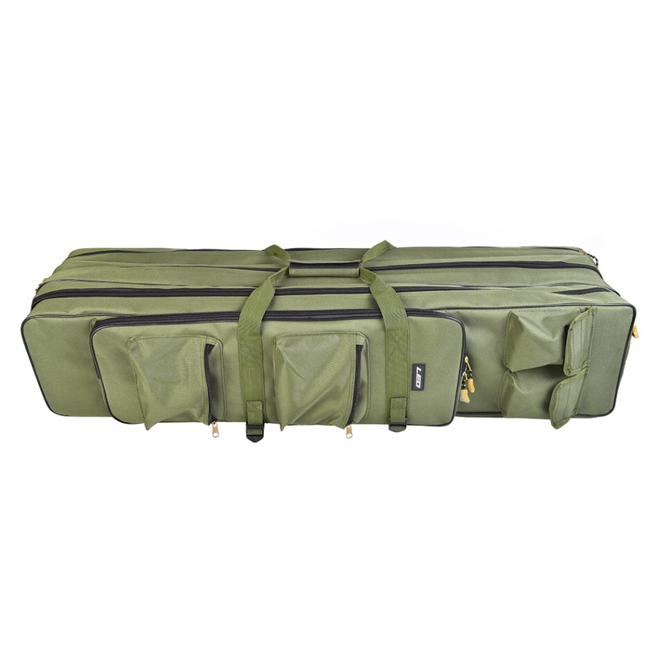 Outdoor 3 Layer Fishing Bag Backpack 80cm/100cm Fishing Rod Reel Case Carrier Bag Fishing Pole Tackle Bag Carry Case Travel Bag: Army green100cm Plus