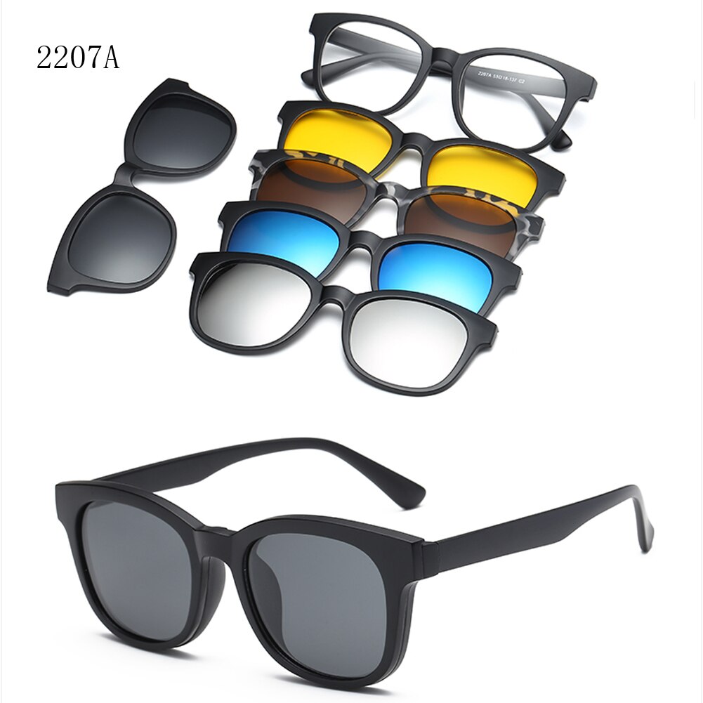 RUISIMO 5 lenes Magnet Sonnenbrille Clip Gespiegelt Clip auf Sonnenbrille clip auf gläser Männer Polarisierte Nach Rezept Myopie: CT2207A