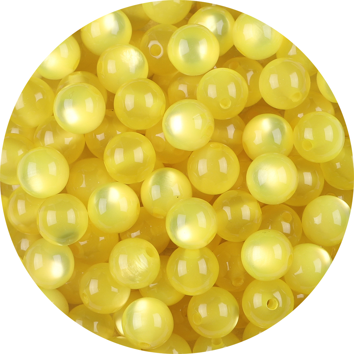 Paquete de 100 Uds. De cuentas redondas de ojo de gato de imitación de resina, cuentas sueltas con agujero recto colorido, accesorios para pendientes de cuentas Diy hechos a mano