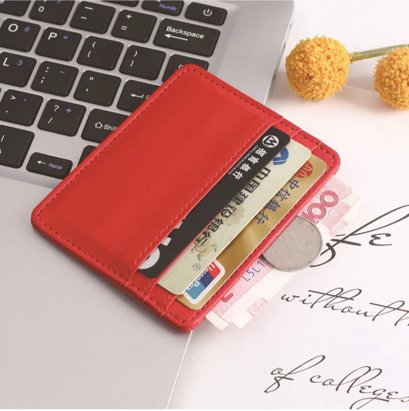 Práctico tarjetero bancario personalizado de , tarjetero portátil de cuero PU para hombre y mujer