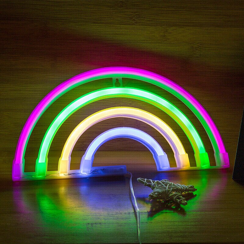 9 estilos de luz de néon led colorido arco-íris sinal de néon para o quarto festa em casa decoração de casamento presente de natal lâmpada de néon: Rainbow