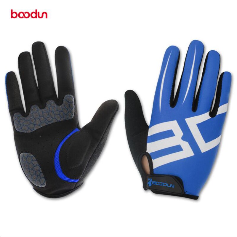 Boodun ademende heren fiets handschoenen lange vingers met gel pad schokbestendige sport handschoenen mtb racefiets mountainbike fiets handschoenen