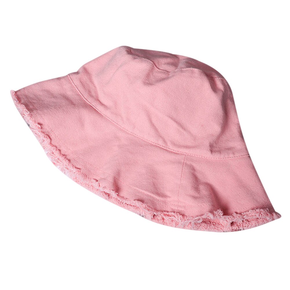 Damen Sonnenhut - Breiter Rand Eimerhut - Atmungsaktives Baumwolle - Sommer Strand Outdoor: Rosa