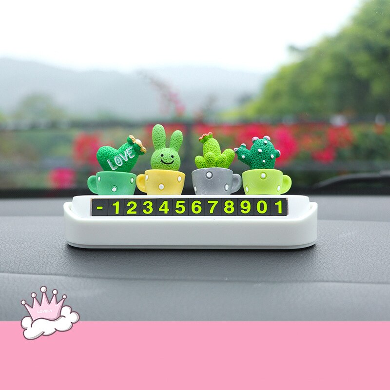 Cute Cartoon Doll Car Dashboard Decoration Temporary Parking Card Personality Parking Number Sign Girl's Day: L