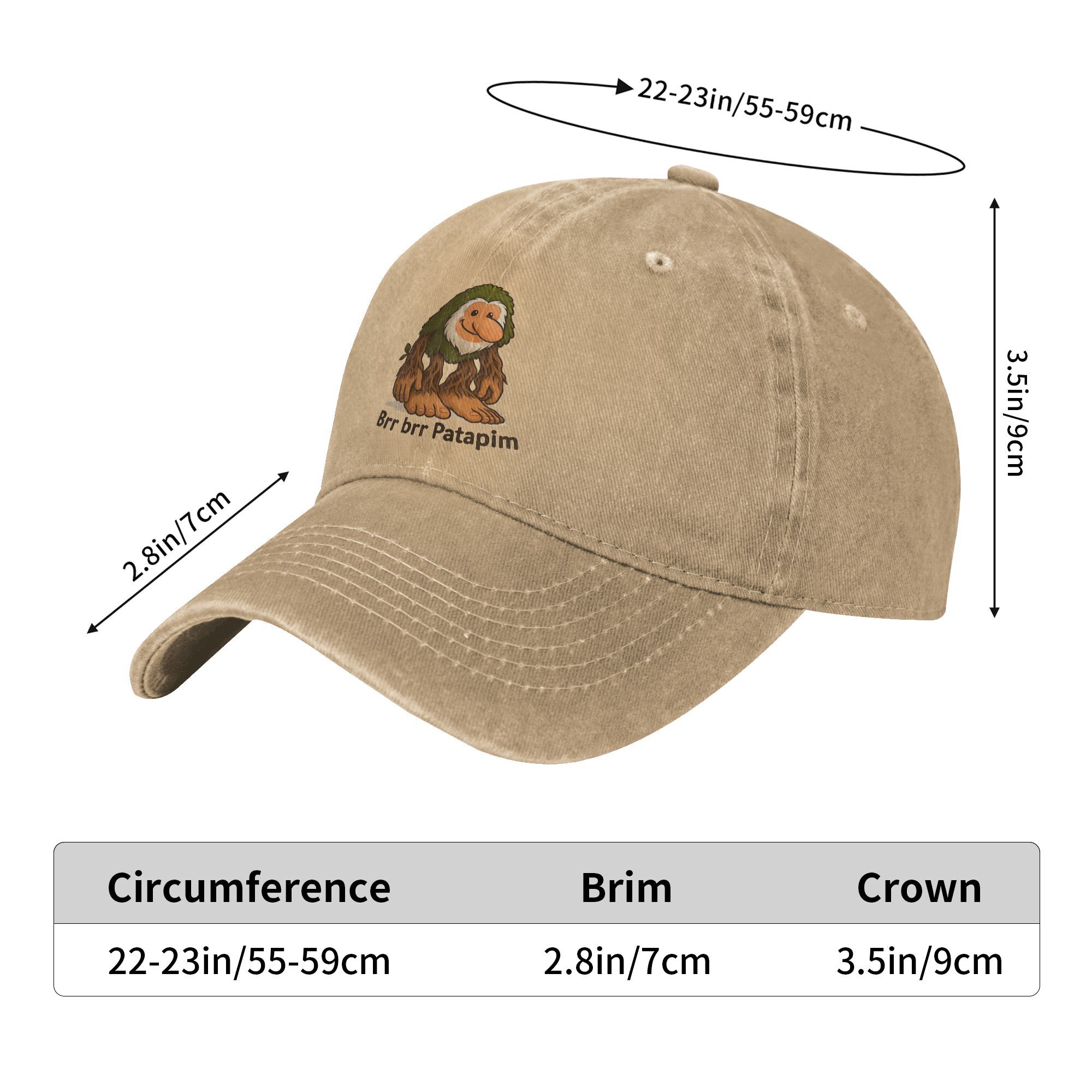Brr Brr Patapim Meme Baseball Caps Distressed Denim Gewassen Italiaanse Brainrot Memes Snapback Hoed Unisex Caps Hoed