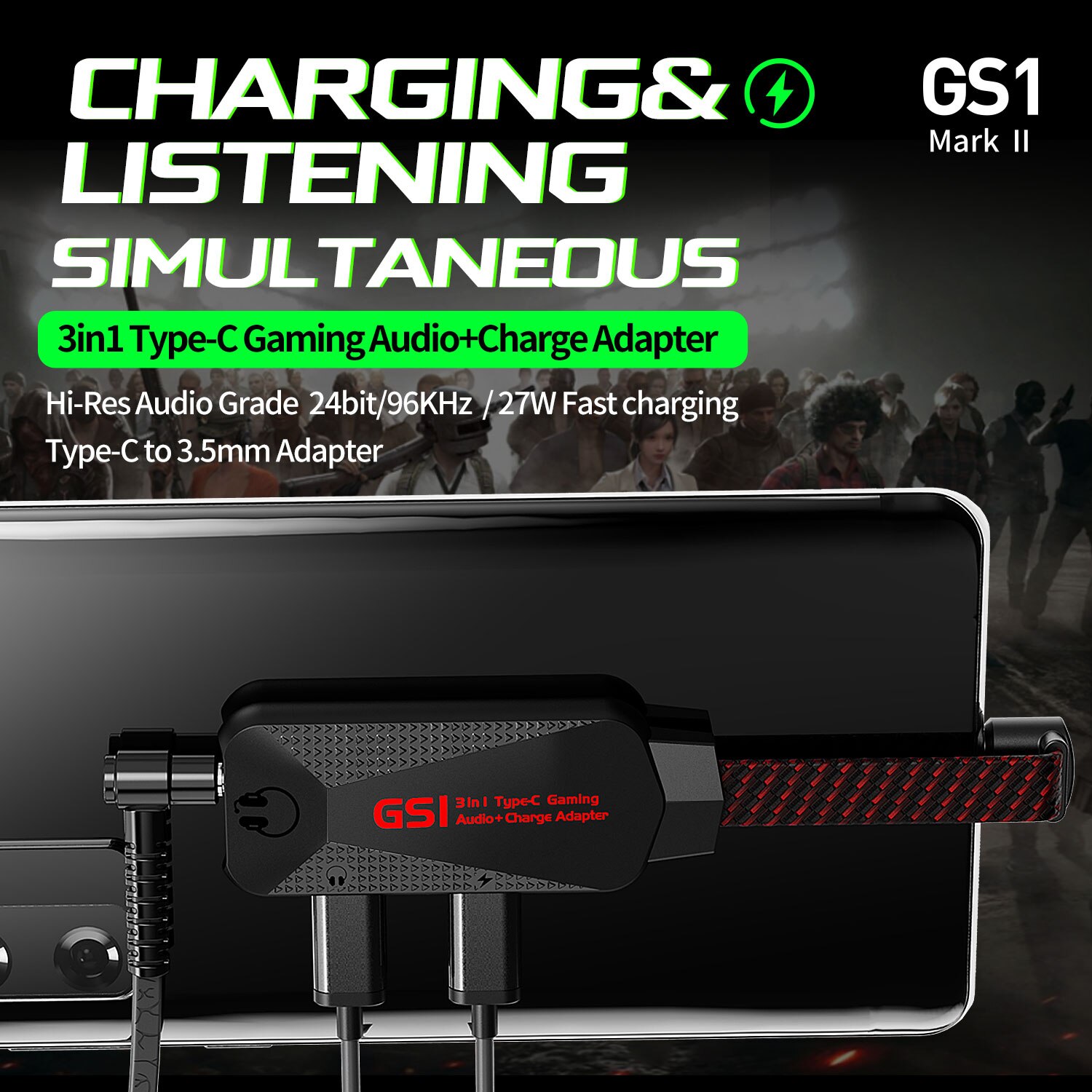 PLEXTONE GS1 3in1 Adapter Type-C to Audio Jack 3.5mm Fast Charging