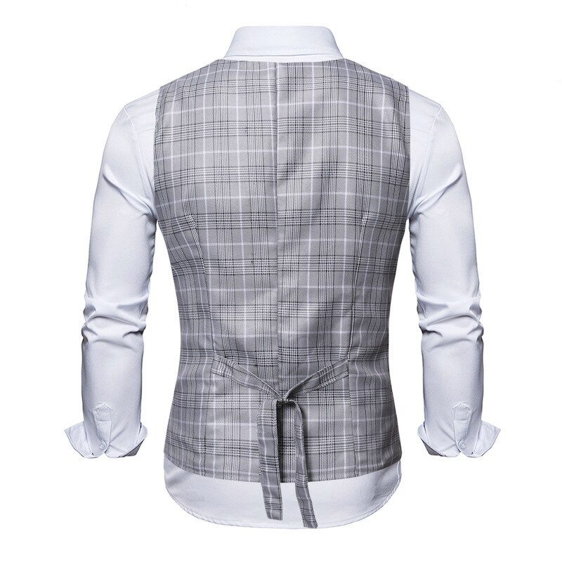 Herfst geruit vest zakelijke heer pied-de-poule enkelrijs heren casual vest pak vest gilet weste  mj160