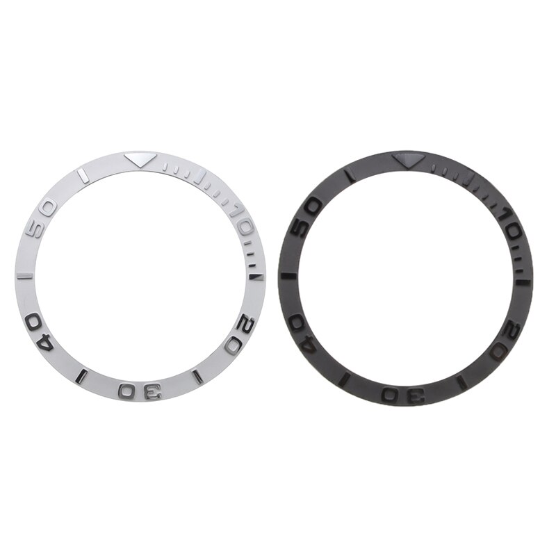 Accesorios de plata y negro para reloj, anillo a prueba de agua de Zirconia, anillo de cerámica con forma de boca, anillo de escala de cerámica, Unisex 38*31,8*1,2mm