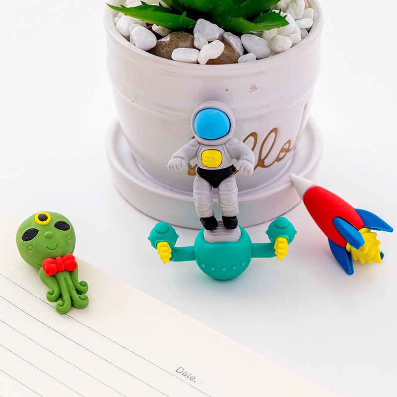 Gomme en forme de vaisseau spatial Kawaii, gomme fantastique, papeterie promotionnel pour élèves du primaire, outil d&#39;écriture en caoutchouc