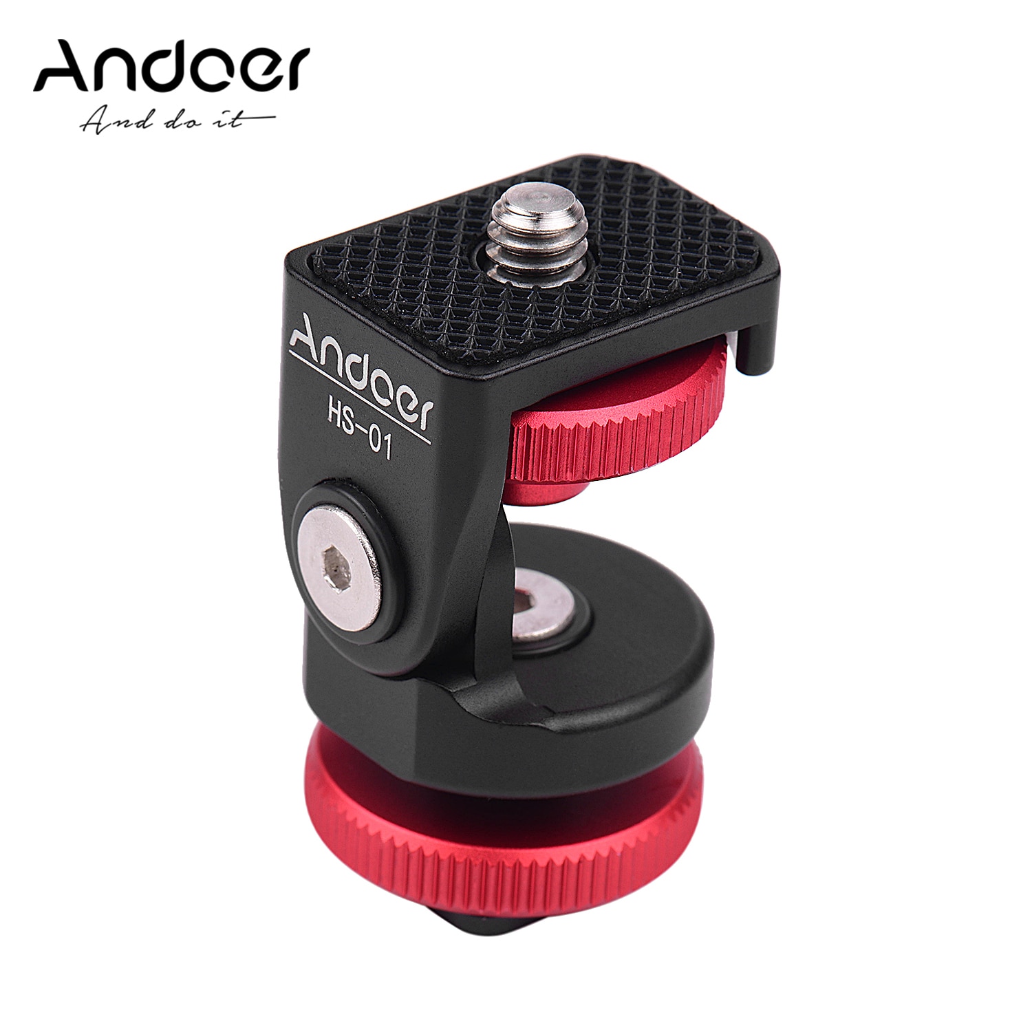 Andoer HS-01 froid chaussure montage adaptateur support support en alliage d'aluminium avec 1/4 pouces vis pour lumière LED moniteur vidéo DSLR caméra