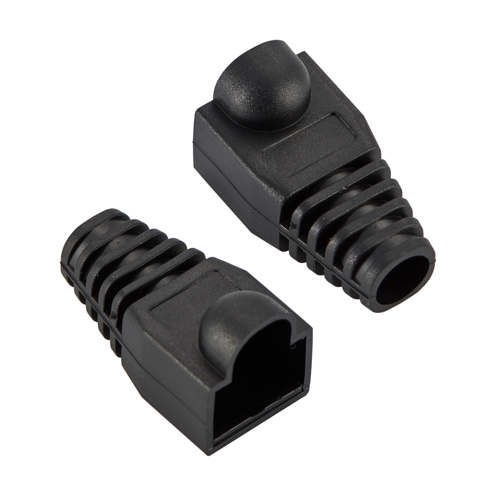 Blandet farve cat 5e cat 6 rj45 ethernet netværkskabel trækaflastningskapper kabelstik stikdæksel: Sort / 1.8m