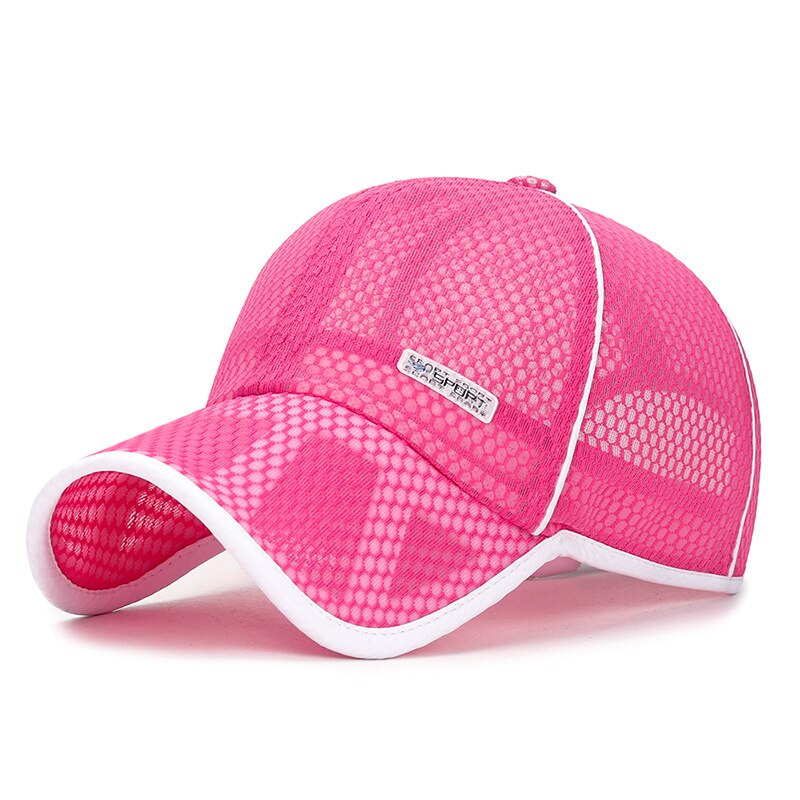 Outdoor Sports Hat Cap Quick Dry Outdoor Children Summer Camping Sun Hat Casquette Chapeu Hollow Mesh Caps for Girl Boy: Rose