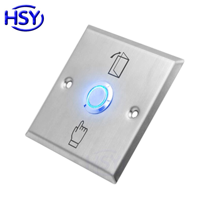 HSY Stainless Steel Door Release Exit Button Optional LED Blue Backlight Emergency Push Switch For Access Control System