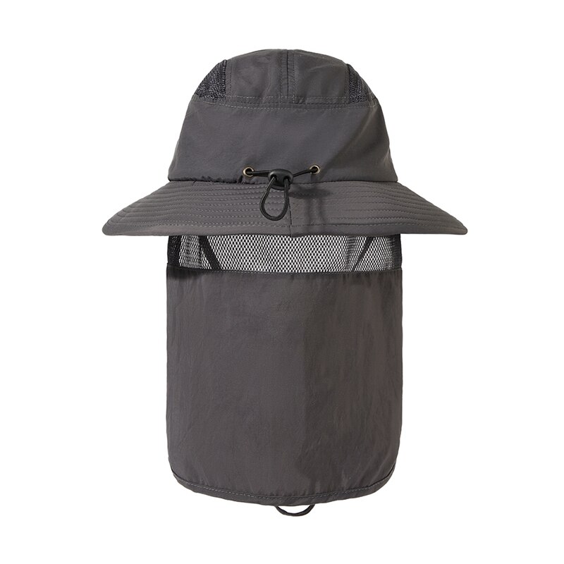 Summer Men UPF 50+ Sun Protection Cap Wide Brim Fishing Hiking Hat With Neck Flap Neck Cover Bucket Hat W: SH