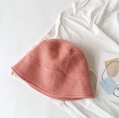 Baby höst hattar för barn barn stickad pojke mössa baby flickor hatt barn fiskarhatt baby huva söt: 2454 rosa