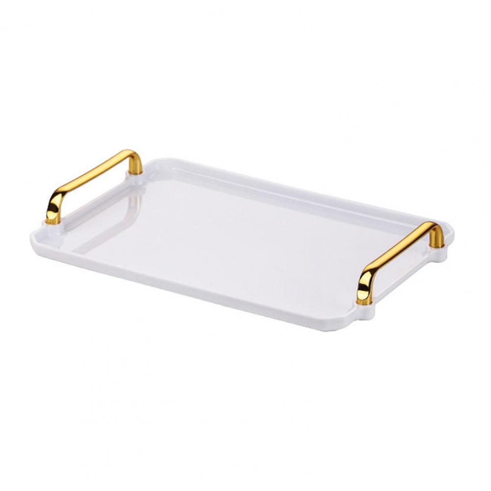 Vassoio da portata rettangolare in plastica Vassoio per spuntino anti-deformazione con manico Vassoio da dolce per frutta antiscivolo multiuso Forniture per la casa: BIANCO