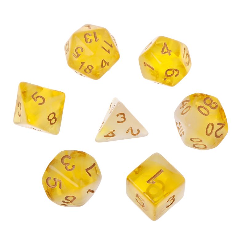 Juego de 7 unidades de dados de lado poliédrico D4 D6 D8 D10 D12 D20 para mazmorras y dragón D & D RPG, juego de mesa de poliéster