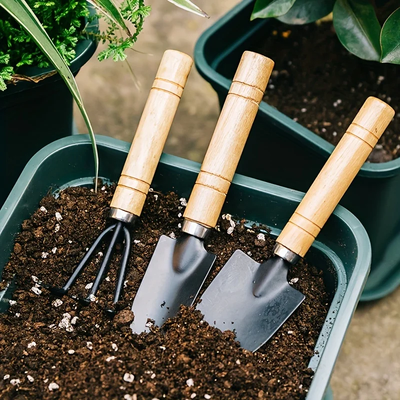 Conjunto de ferramentas de jardim mini kit de jardinagem com espátula de ancinho e pá para plantas suculentas e cultivo de solo