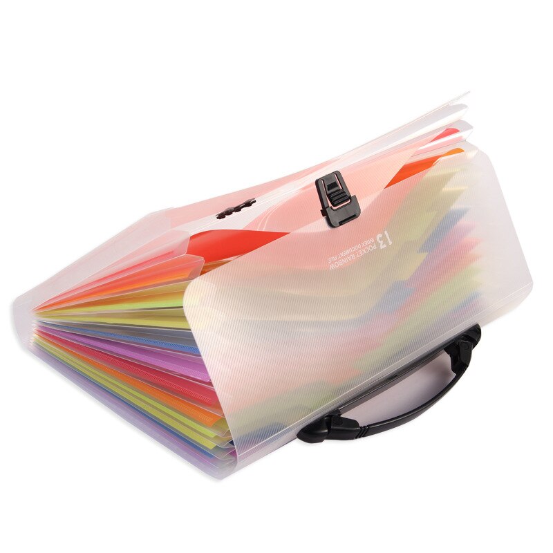 A4 Plastic Portable File Folder Extension Wallet Bill Receipt File Sorting Organizer Office Storage Bag Folders Filing Products