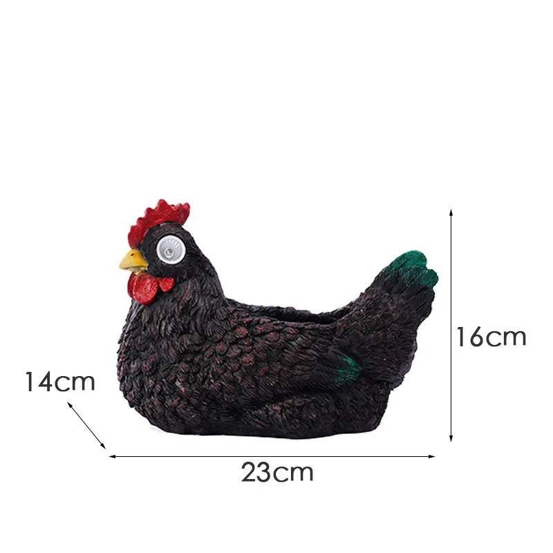 Pot de fleur viande de poule simulée, décoration de pelouse de jardin de cour, décoration extérieure de lumière solaire: Gris clair