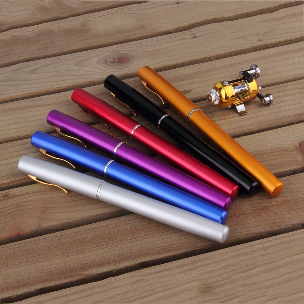 Pocket Telescopic Mini Rod Combo Fishing Pole Aluminum Alloy Pen Shape Fishing Rod Combo With Reel Wheel