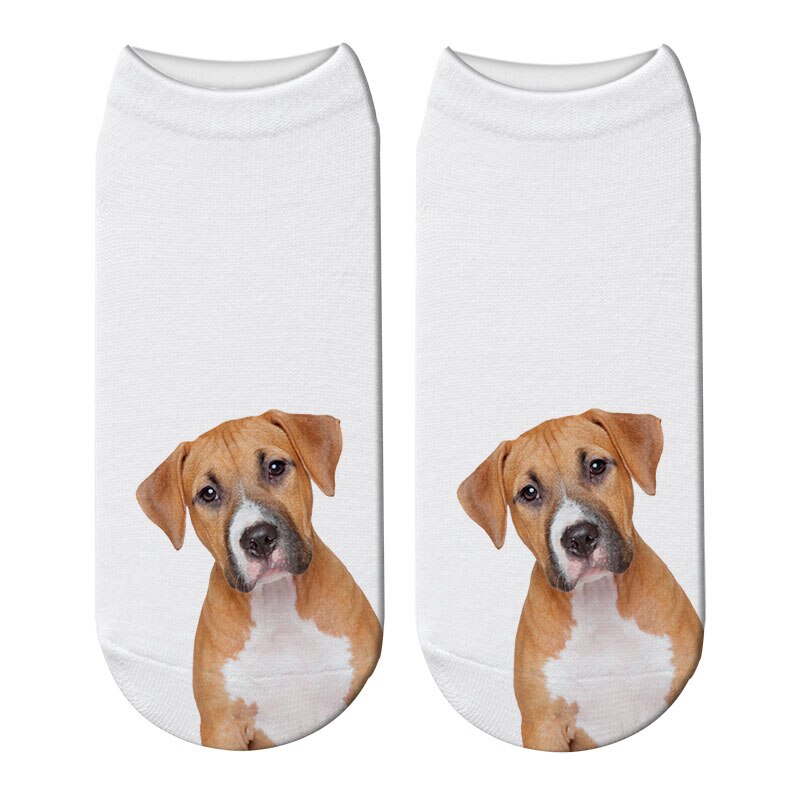 Calcetines impresión en 3D divertida estilo Harajuku Kawaii para mujer, calcetín tobilleros de corte bajo, de perro Multicolor, para Navidad,: Style1