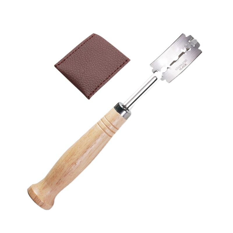 1set Bread Bakers Cutter Slashing Tool Bread Dough Scoring Blade Tools Making Razor Cutter Curved Knife with Leather ProtectiveN