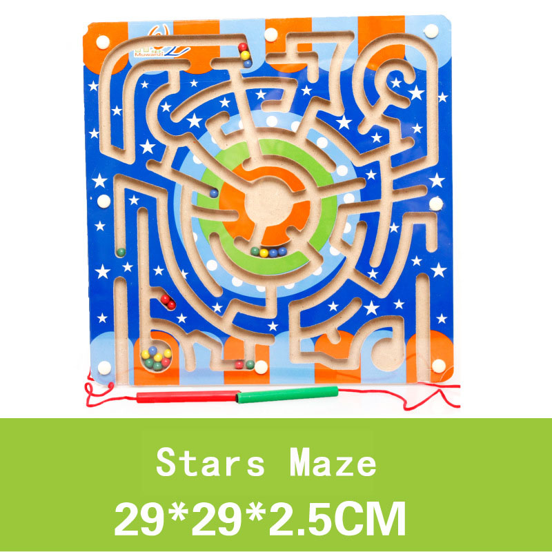 Big Size Animal Cube Puzzle Maze Toy Game Wood Magic Games Magnet For Children Adult Cube Puzzle Education Balance Magnetic Maze: sTARS