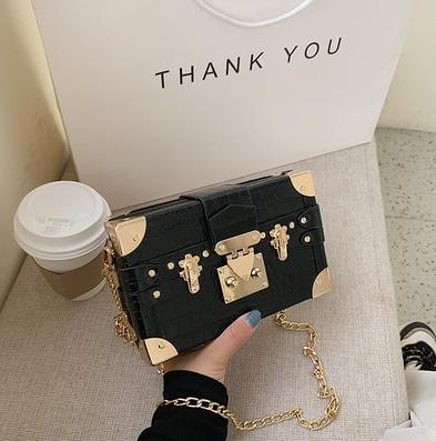 pierre modèle boîte Style femmes sacs à main et sacs à main pochette en cuir épaule chaîne sac femme sac à bandoulière Bolsas: Black