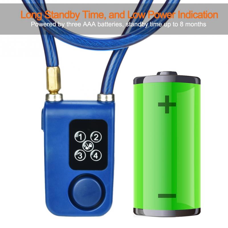 Bicycle Bluetooth Alarm Lock Steel Chain Anti Theft Waterproof Phone APP Remote Control Smart Alarm Bluetooth Lock