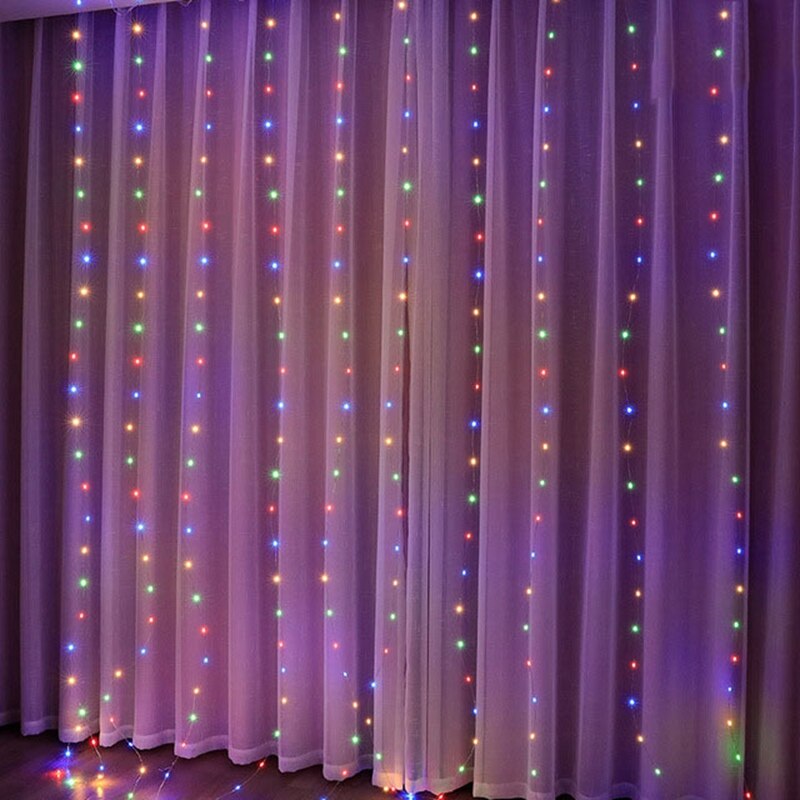 Guirnalda de luces con forma de adorno USB, guirnalda de hadas, cortina, luz navideña, decoración navideña para el hogar, lámpara decorativa de Año de Ramadán: verde / 6-10 vatios
