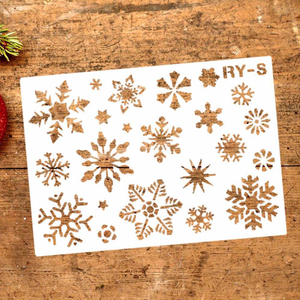 Jul ihåliga snöflinga form diy stencil väggmålning scrapbook mall