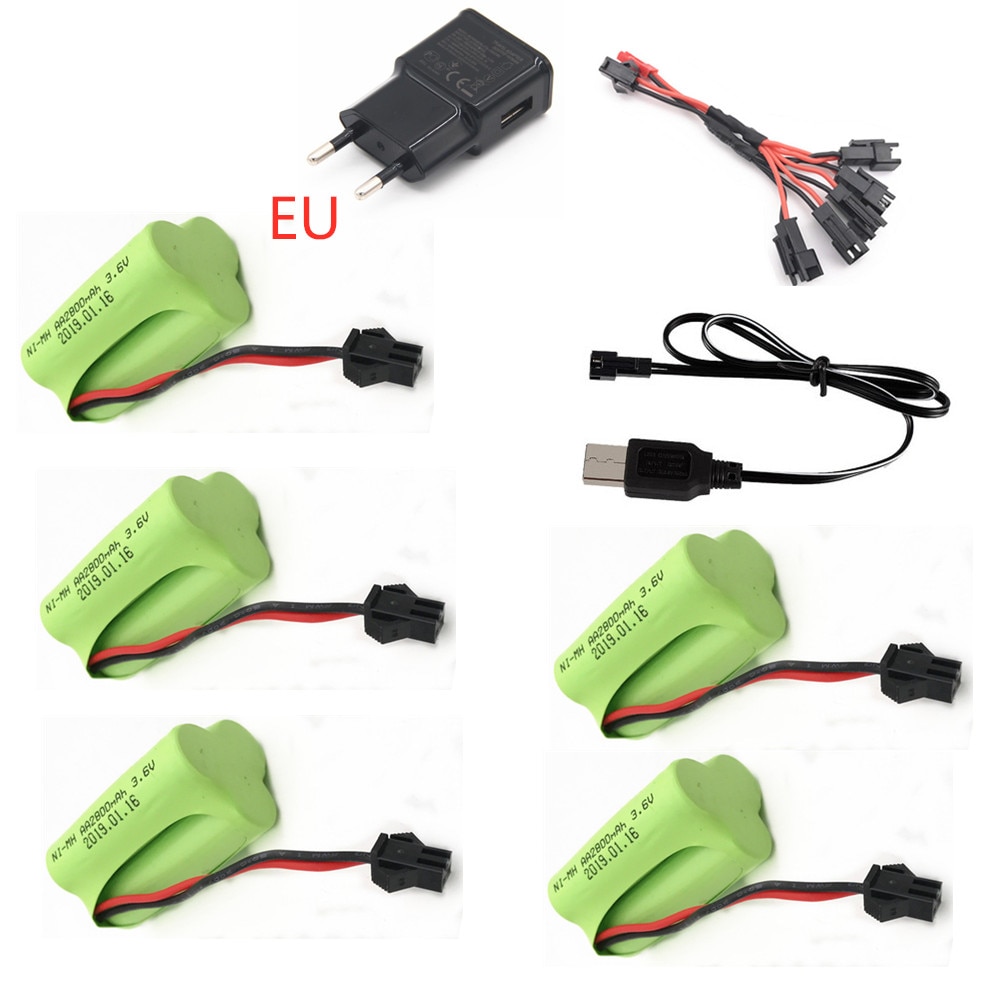 3,6 v 2800mAh Batterie Ladegerät sets Für Rc spielzeug Auto Tank Zug Robot Boot Gun AA NIMH 2400mAh 3,6 v Akku Pack