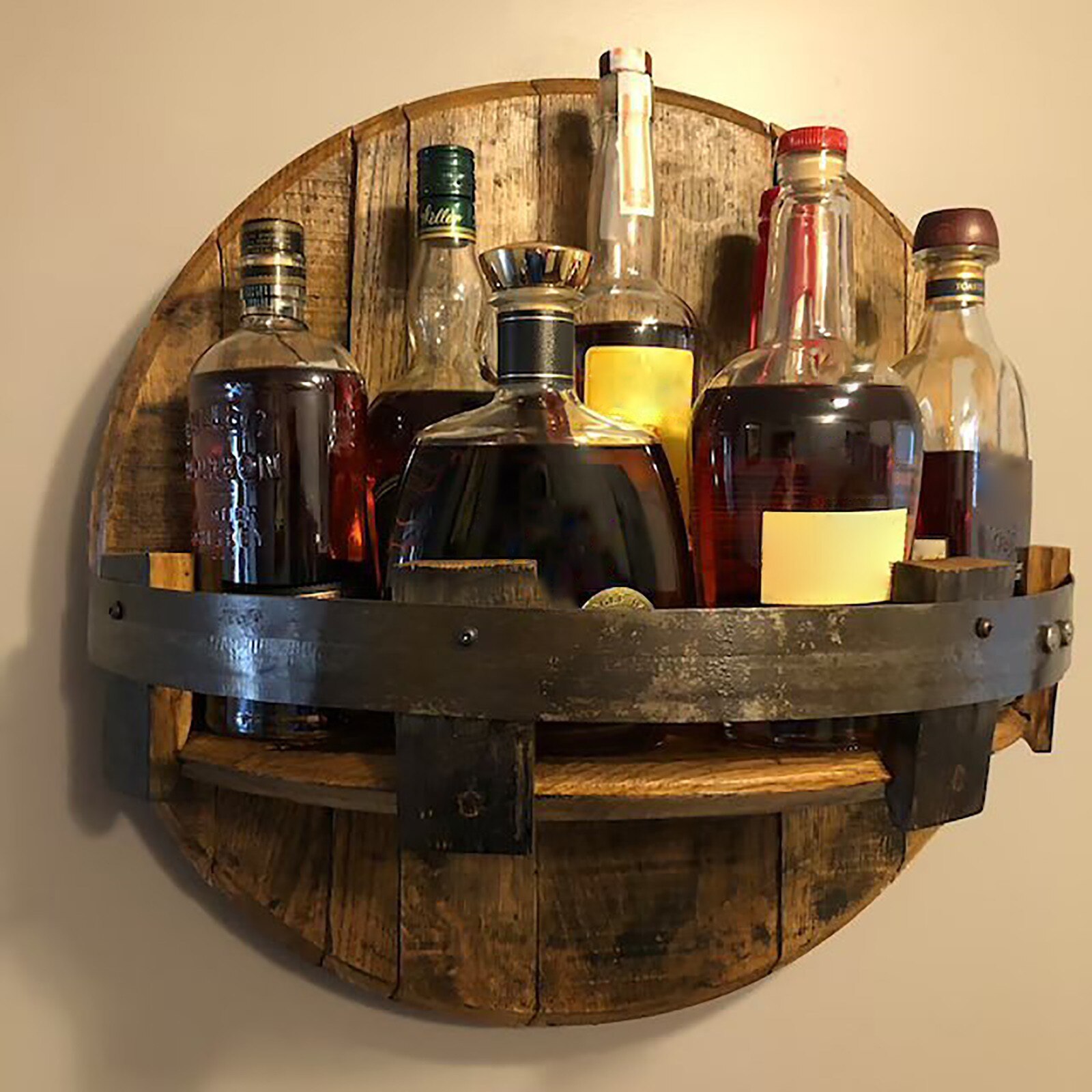 Wall-Mounted Wine Rack Hand Crafted Liquor Bottle Display Wall-Mounted Rack Hand Crafted Liquor Bottle Display Bar Shelves