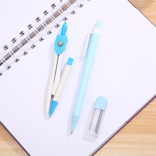 Student Math Ruler Compasses Instrument Compass Round Painted Icon Ruler Cartoon Geometric Drawing Tool Set School Supplies