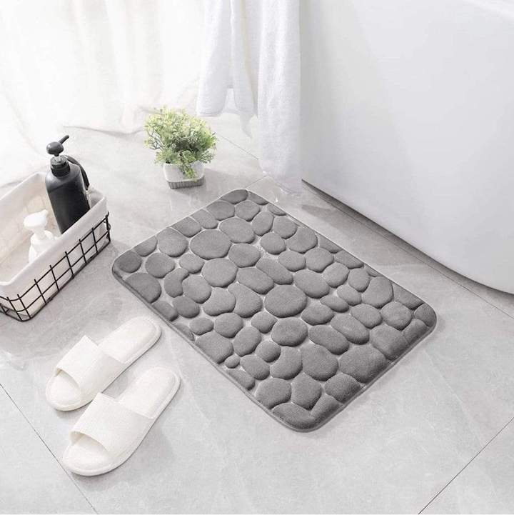 Bathroom Mats Super Absorbent Bath Mat Carpet Non-slip Floor Mat Comfortable and Resilient Modern Simple Door Decor Washable Rug: Gray / 400MMx600MM