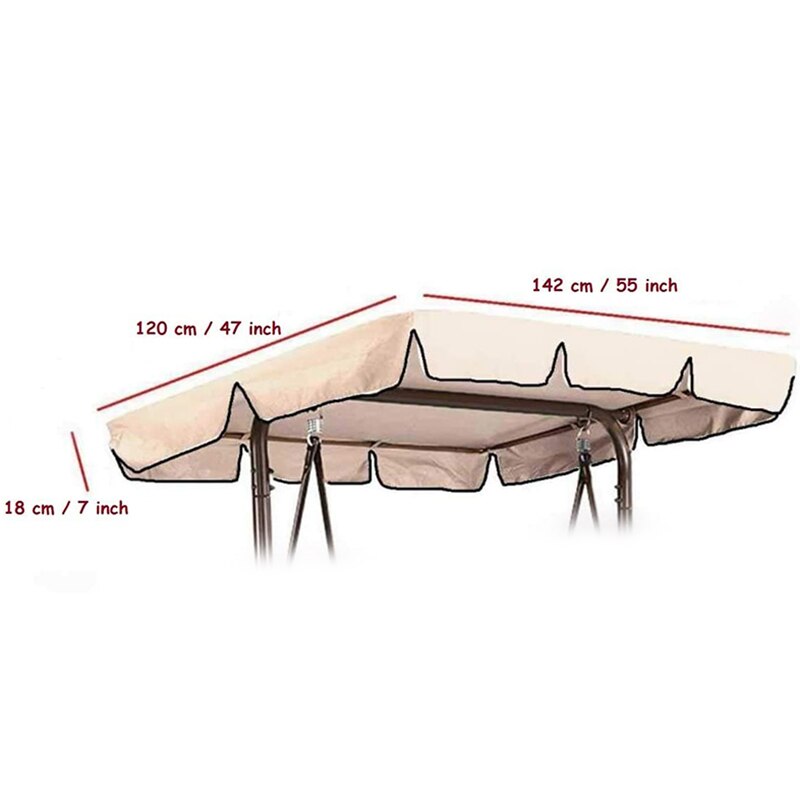 Swing Canopy Top Cover Replacement Canopy Garden Outdoor Porch Balance Cover (Beige 55X47X7 Inches): Default Title