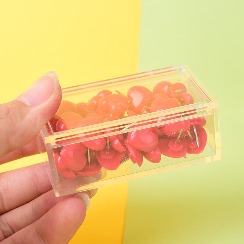50 Pcs/set Romantic Heart-shaped Pushpin Cute Pink Push Pins Thumbtack Office School Supplies Accessories