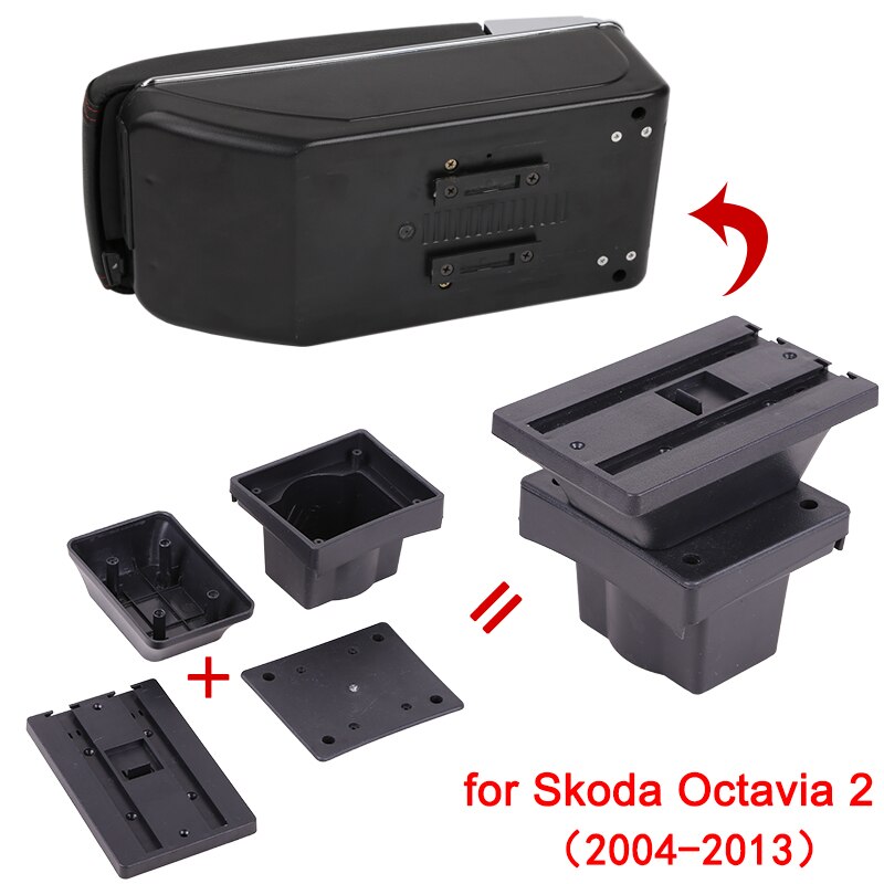 Caja reposabrazos para Skoda Octavia 2 A5 2007, contenedor de almacenamiento Central de coche para Octavia 2, cuero PU