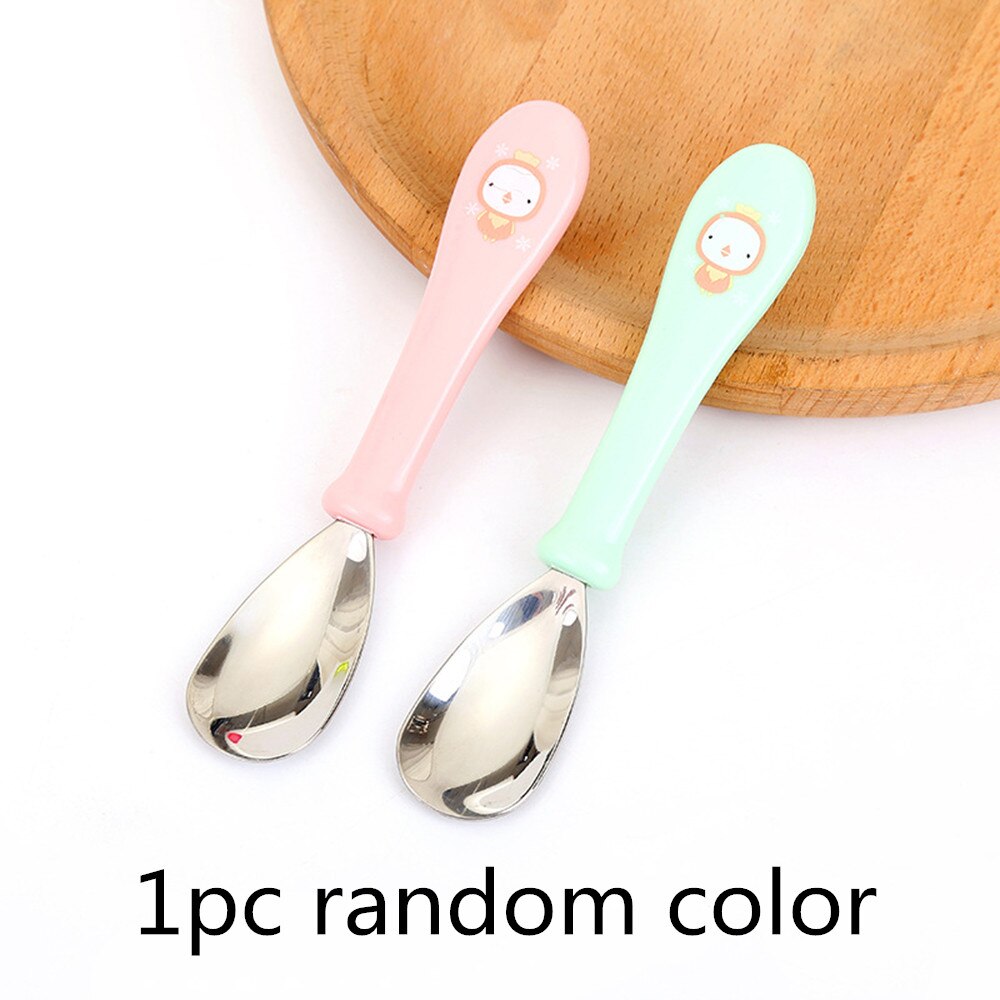 Børn ske gaffel sæt baby mad foder ske gaffel rustfrit stål spiseredskaber mad tilbehør tilbehør baby bestik: 1pc skeer