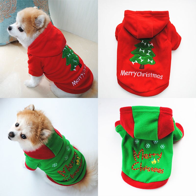 Merry Christmas Clothes For Puppy Cute Xmas Costumes Winter Warm Coat Small Dog Outfit Soft For Pets Multiple Sizes