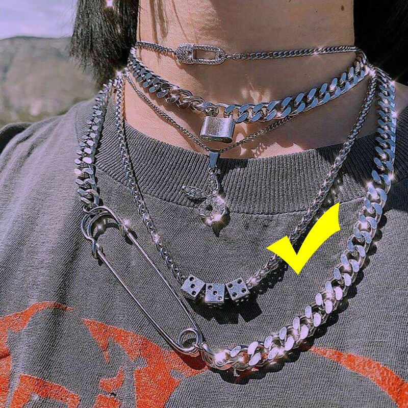 Ins vintage sjov terning vedhæng halskæde harajuku nøglering choker pin halskæde til kvinder piger smykker: Terning halskæde
