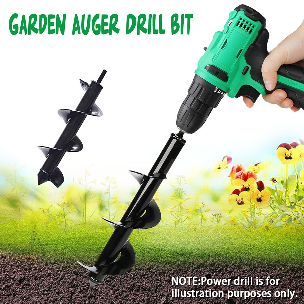 Garden Auger Spiral Drill Bit Tool Flower Planter Bulb Shaft Drill Auger Yard Gardening Bedding Planting Hole Digger Tool