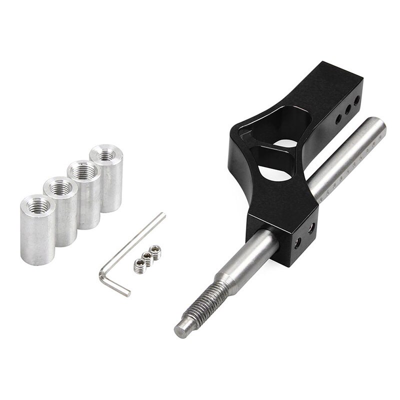 Aluminium verstelbare hoogte hendel auto versnellingspookknop verlenger pook verlengstuk enkele bocht auto pook verlengstuk: Zwart