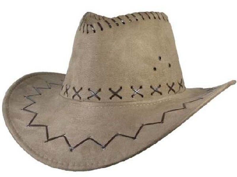 LUCKYLIANJI mężczyźni dziki jazz wiatr zamsz Panama kowboj kowbojka zachodniej szerokim rondem byk jeździec kapelusz Sunhat dostosować przewód (jeden rozmiar: 58cm): Szary