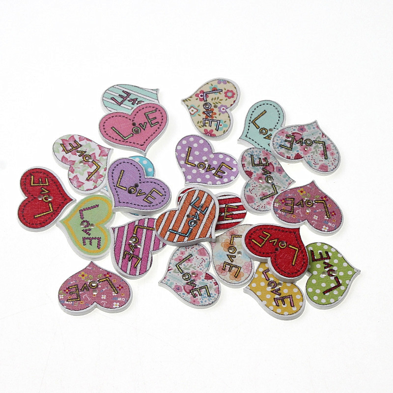 50Pcs Mixed Style 2 Holes Wood Buttons For Clothes Sewing Craft Scrapbooking Handicraft Buttons DIY Apparel Accessories: B02310