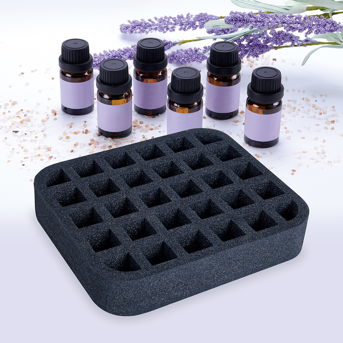 Met 30 sleuven schuim gevoerde verwijderbare bodemverdeler houdt 30 bodem 15 ml (0,5 oz) flessen nagellak of etherische olie opslagtool