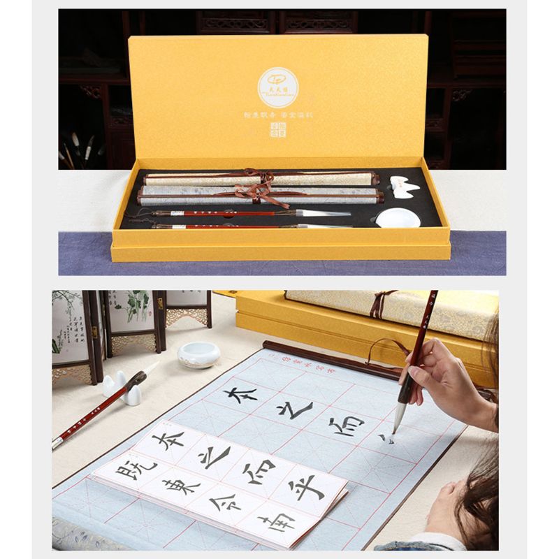 Genanvendelig kinesisk kalligrafi vand skrivende klud børste pen bogbog bogmærke sæt