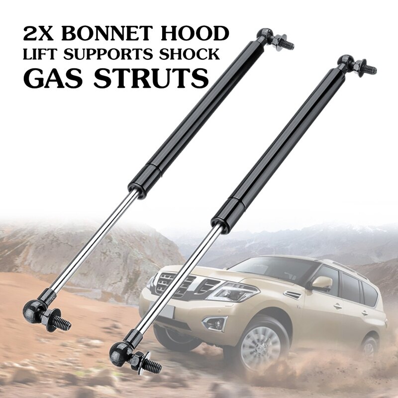 2Pcs Bonnet Hood Lift Supports Shock Gas Struts For Nissan Patrol Y61 Y62 1997 Steel 41Cm